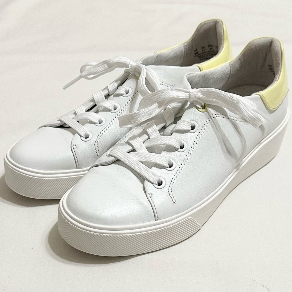 Naturalizer Morrison 2.0 White Leather/Pastel Lime Platform Sneakers EUC - 6M